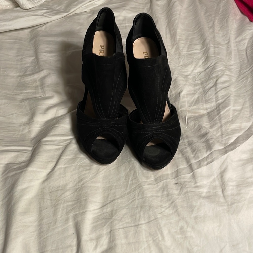 Black Prada suede booties very unique